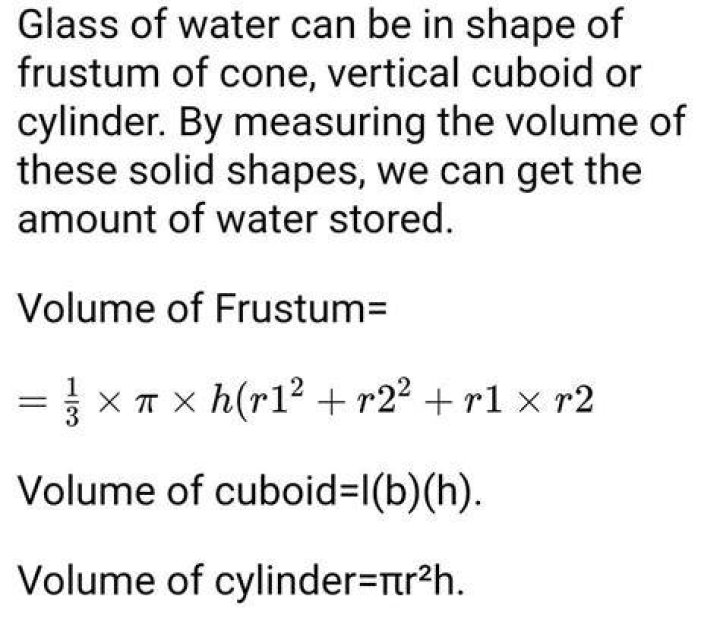 How can we measure the volume of water contained in a glass?