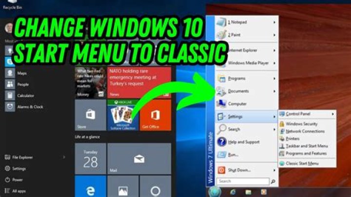 How do I change Windows Start menu to classic?