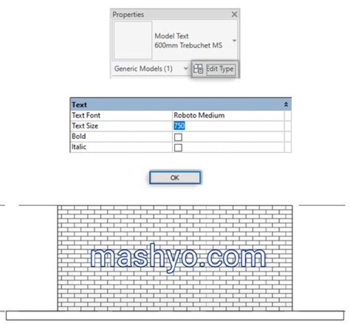 How do you change the model text in Revit?