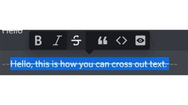 How do you cross out text in shortcuts?