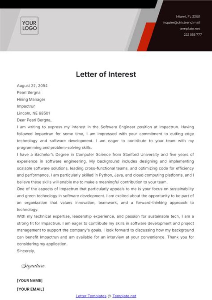 How do you write a letter of interest to a bank?
