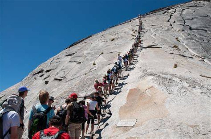 How long does it take to climb the cables at Half Dome?