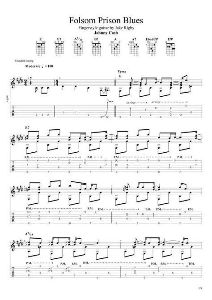 How many cords are in Folsom Prison Blues?