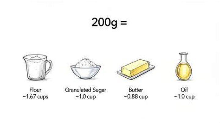 How many cups is 200g syrup?
