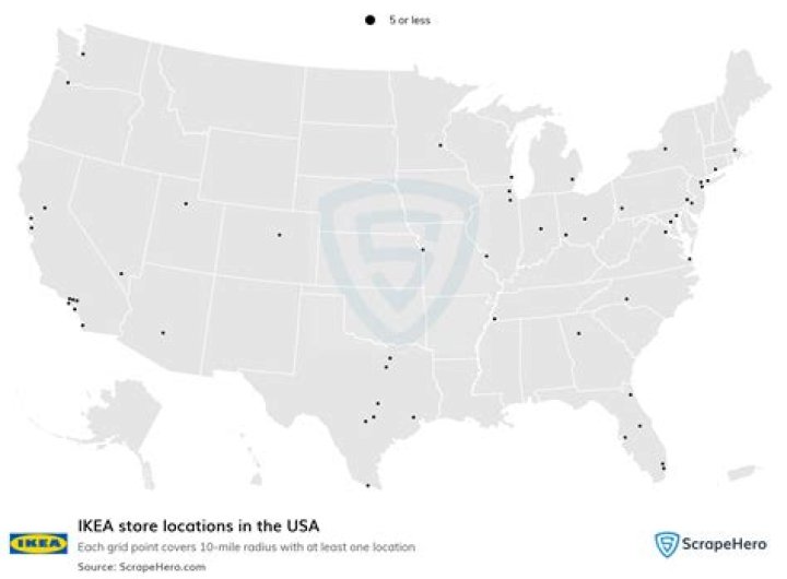 How many IKEA stores are in California?