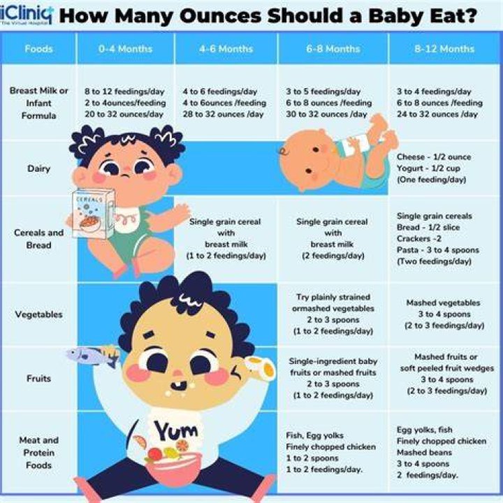 How many ounces of baby food should a baby eat a day?