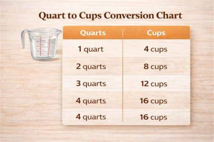 How many quarts are in 16 cups of water?