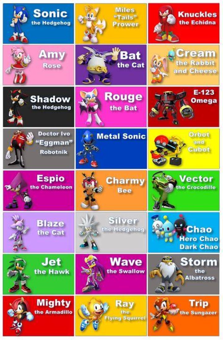 What are the characters names on Sonic?