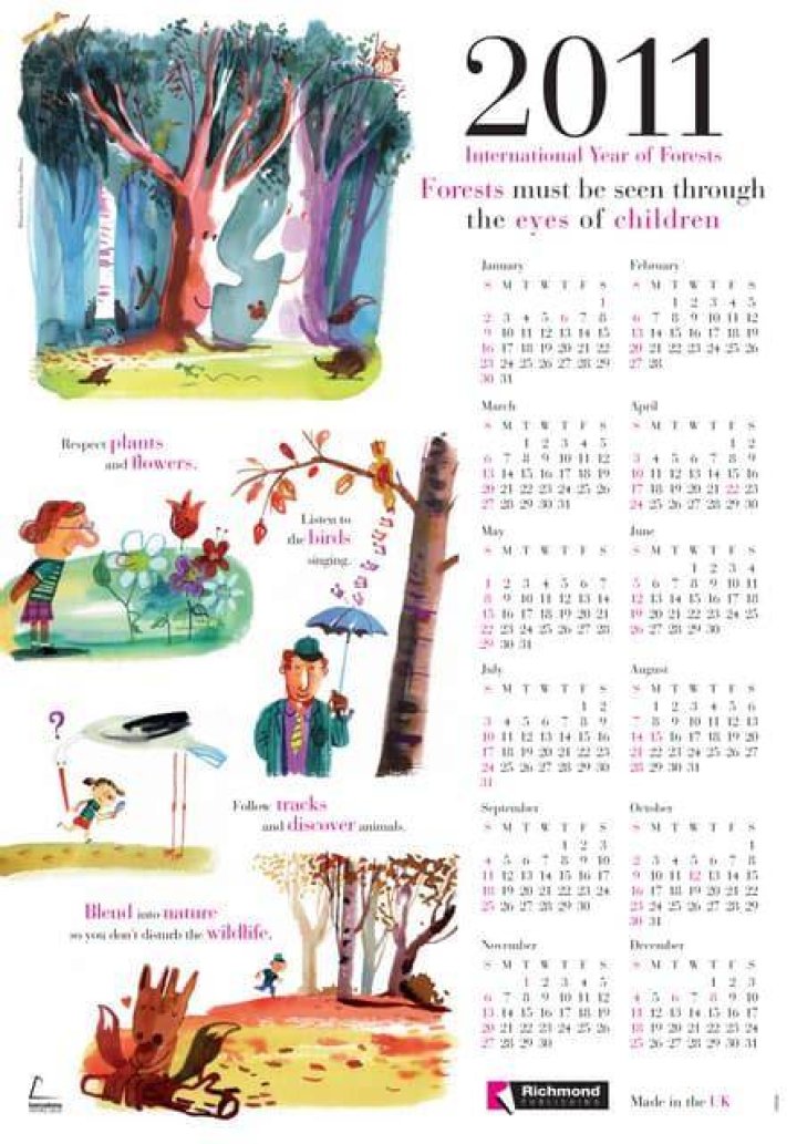What are the dates of the calender for 2011?