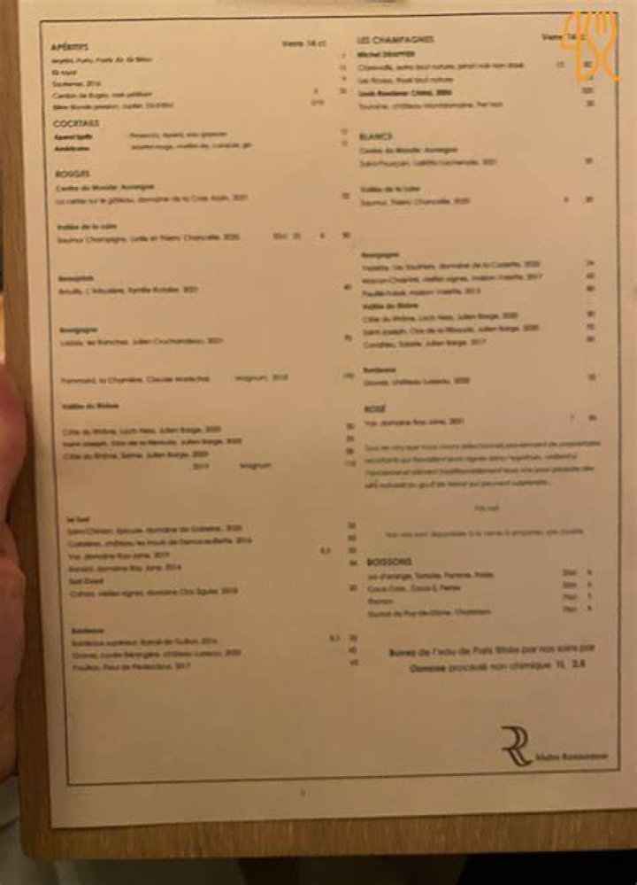 What are the sequence of table for a la carte?