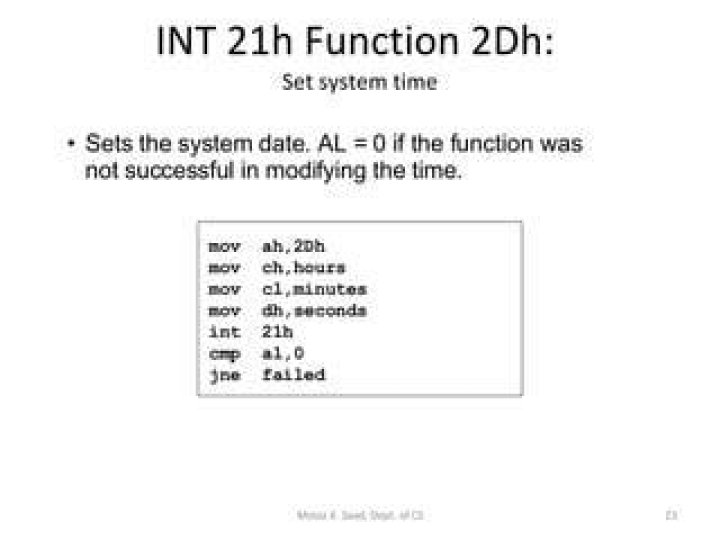 What does int 21H mean in assembly language?