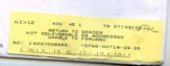 What does UTF mean on returned mail?