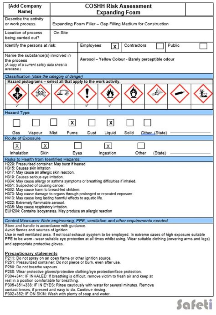 What information is stored in the COSHH records?
