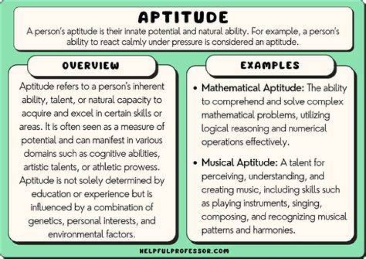 What is a example for aptitude?