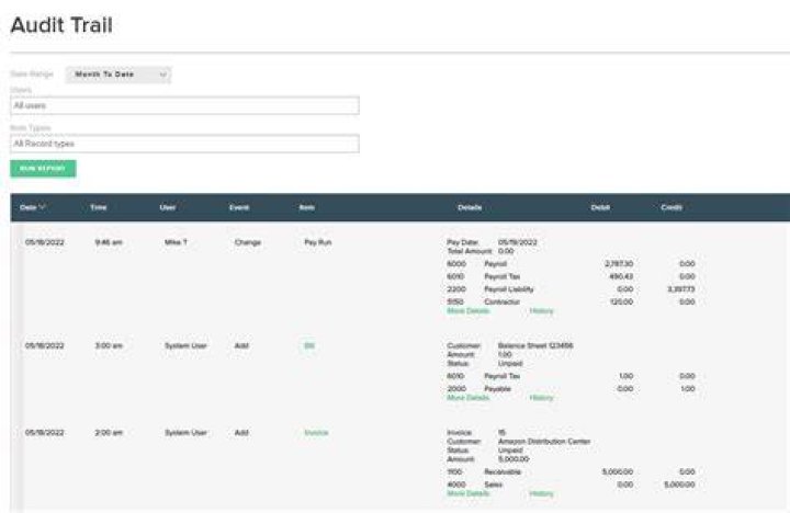 What is audit trail example?