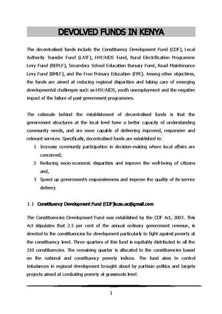 What is devolved funds in Kenya?