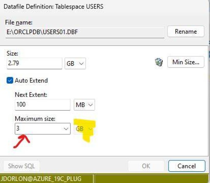 What is the maximum datafile size limit in an Oracle database?