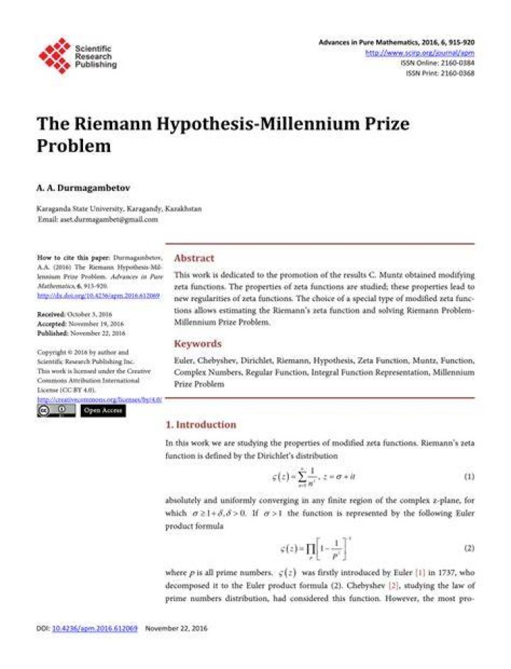 What is the prize for solving the Riemann hypothesis?