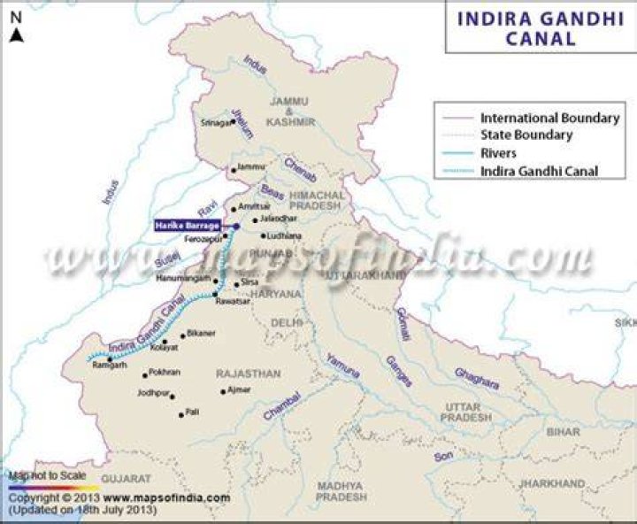 Where Indira Gandhi Canal is located?