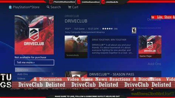 Why is DriveClub not available for purchase?